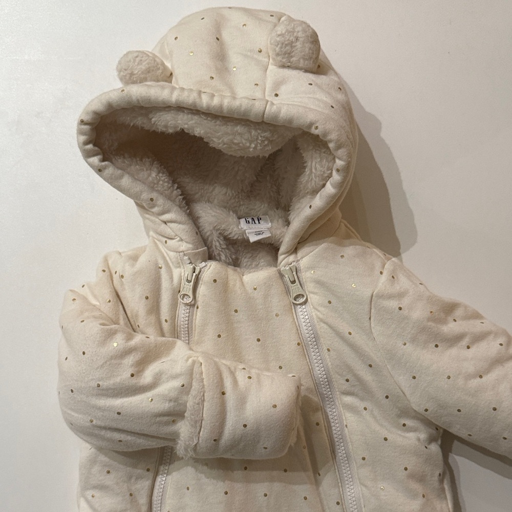 GAP Baby Hooded Fleece Onesie 3-6m